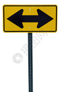 黑色和黄色的交通标志箭指向左边和右背景图片