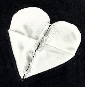 这幅铅笔画描绘了撕破的纸心用胶背景图片