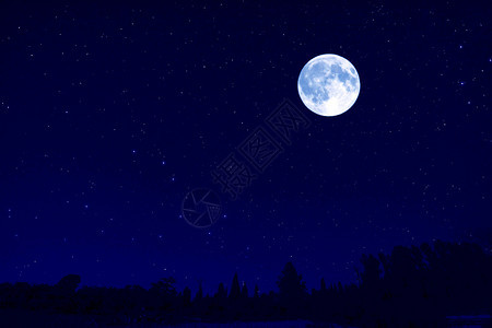 梦幻般的大月亮景观背景图片