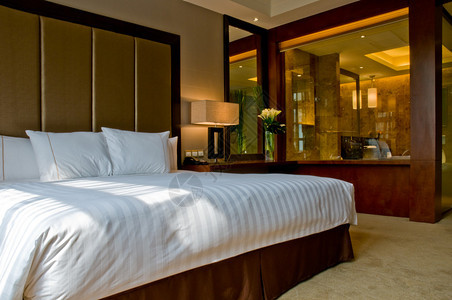 一个优雅的五星级酒店套间房和附着的马贝图片