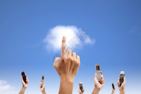 手触摸云端握住手机云计算和智图片