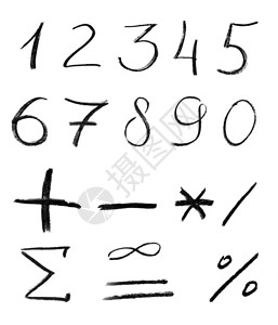 白色背景上孤立的数字铅笔素描背景图片