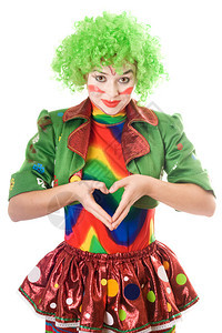 女小丑用手做心脏图片