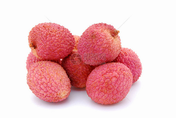 红色成熟健康的热带Litchi水果图像在白色工作室图片