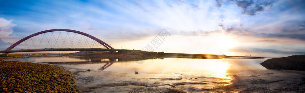 新北淡水日落背景图片