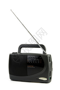 黑色便携式无线电收音机天线在白图片