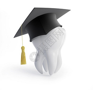 白色背景上的毕业帽牙图片