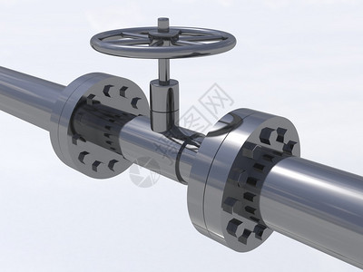白色背景上有金属阀门的煤气管图片