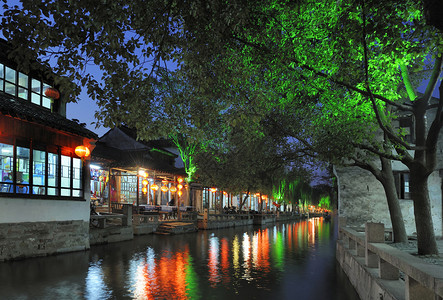 上海附近的水城周光背景图片