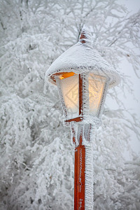 明亮闪的白雪皑的路灯图片