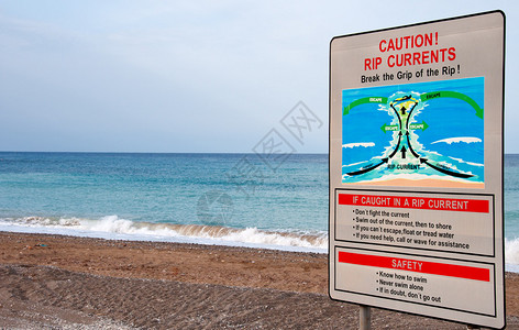 危险海浪警告标志建议游泳者在图片