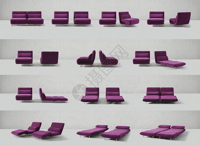 紫色极简折叠沙发图片