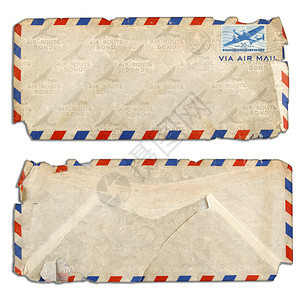 旧航空邮件信封的正面和背面图片