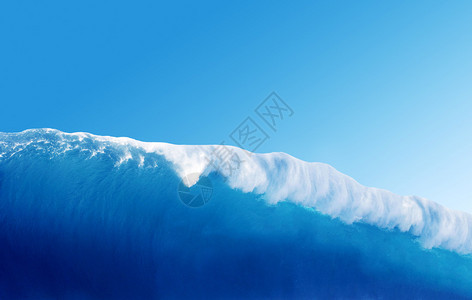 海洋中的大型蓝色冲浪波背景图片