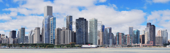 芝加哥市城的天线全景图片