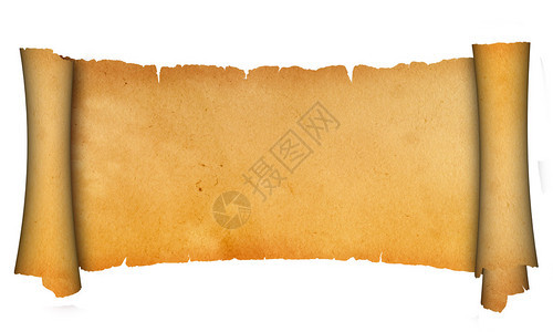 白色背景上的古色香的羊皮纸卷轴背景图片