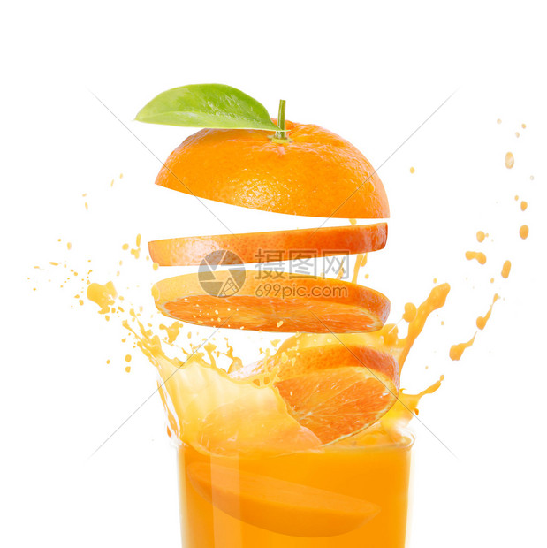 橙汁和橙子水果图片