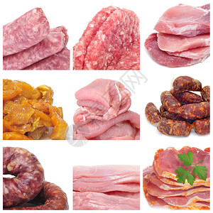 九张不同肉制品的图片拼贴图片
