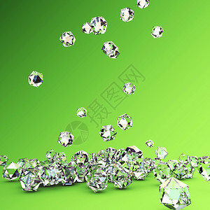 绿色背景孤立的钻石图片
