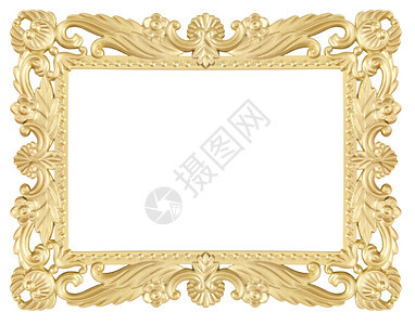 白色背景上的金框图片