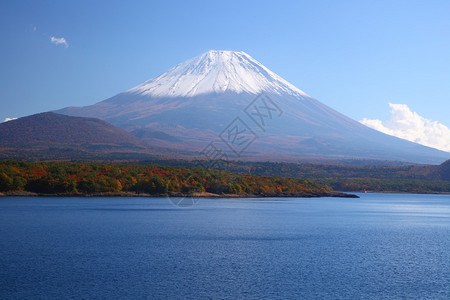 秋天富士山和莫托苏湖图片