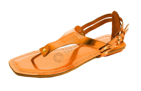橙色冶金式翻转专利皮革凉鞋图片