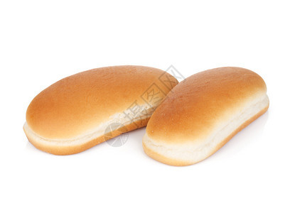 两个热狗面包在白色背景上被隔离图片
