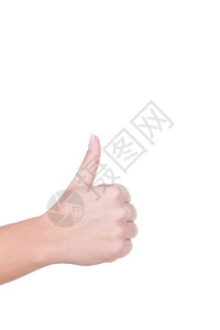女手举起拇指表示成功和赞同的姿态图片