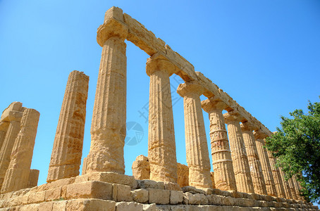 意大利西里Agrigento的HeraJuno神庙ColonnadeHeraJunoCol图片