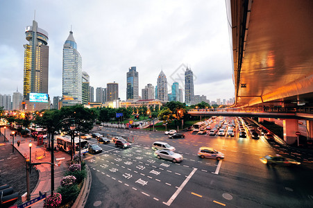 上海街风景与城市景色和黄图片