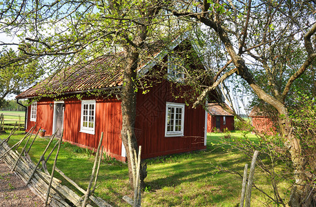 红色小屋典型的瑞典式图片