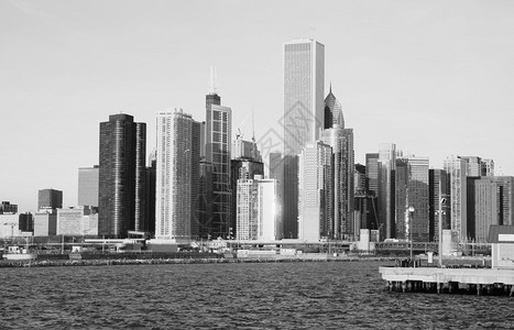 经典黑白格式的芝加哥天际线图片