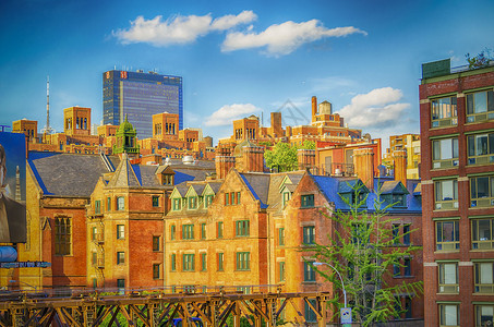 纽约市曼哈顿中城切尔西的红砖建筑图片