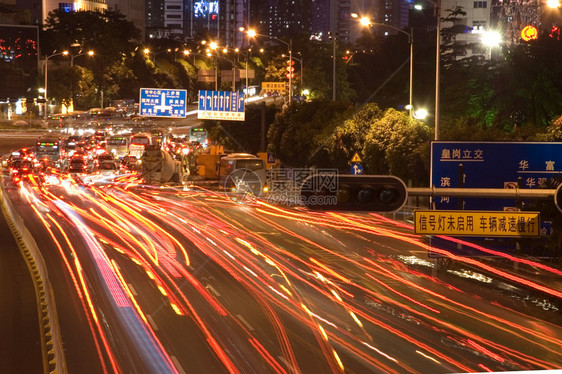 广东省深圳市主要公路上的红色线图片