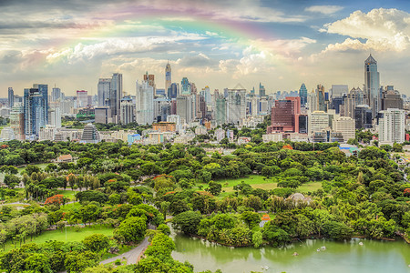 曼谷市天景与主花园图片