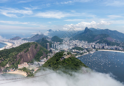 从舒格洛夫山上的缆车鸟瞰巴西里约热内卢图片