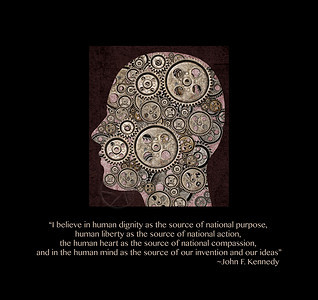 约翰肯尼迪所引用的关于人的尊严自由心灵和心智的引言图片