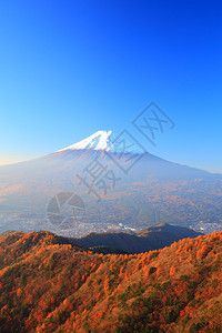 日本山梨县富士山的秋色背景图片