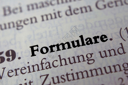 一本法律书上的德文词Form图片素材