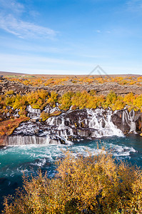Hraunfossar是冰岛西部一个非图片