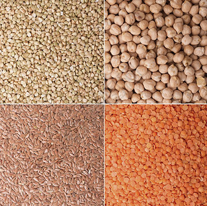 四类谷物背景巴克麦玉米利嫩豆图片