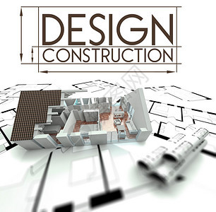 3d设计施工与蓝图上的房子项目图片