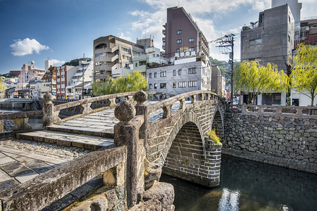 长崎日本在中岛河上历史悠久的梅图片