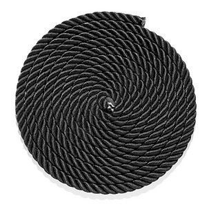 上面的视线是一条整齐缠绕的带相互交织纤维的黑色绳子图片
