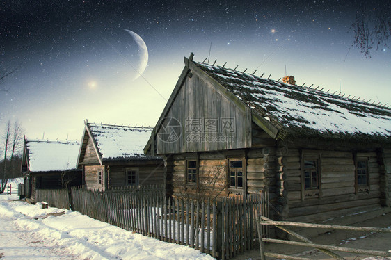 俄罗斯真实的18世纪村庄由美国航天局提供的图像图片