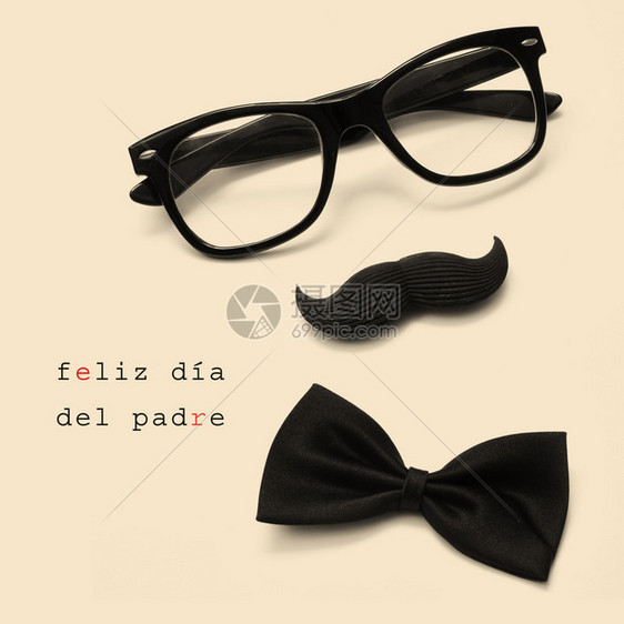 以西班牙语写作的快乐日眼镜胡子和蝴蝶领结等句子图片