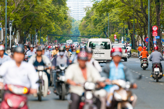 在越南胡志明市西贡的街景东南亚日常交通繁忙图片