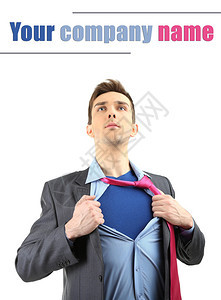 年轻商人撕碎他的衬衫了超级英雄的西装图片