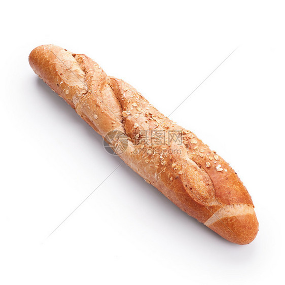 白色背景上孤立的法式长棍面包图片