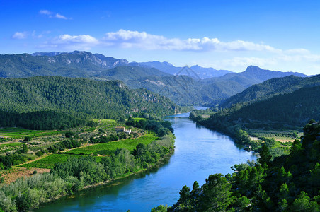 Ebro河穿过西班牙米拉韦特图片